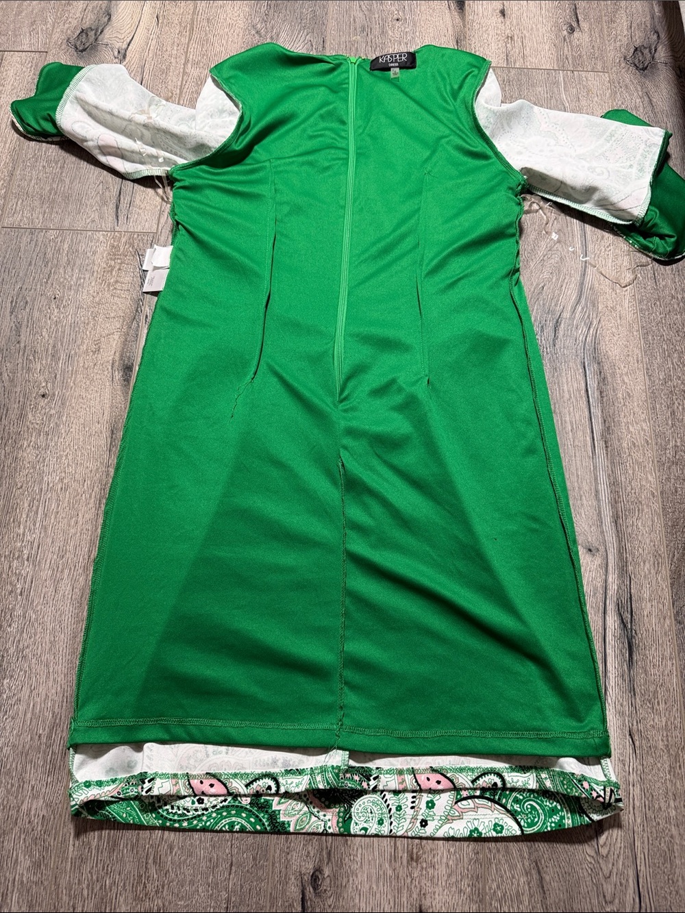 Kasper Green Paisley Midi Dress with Pink & White Accents - Picture 8 of 13